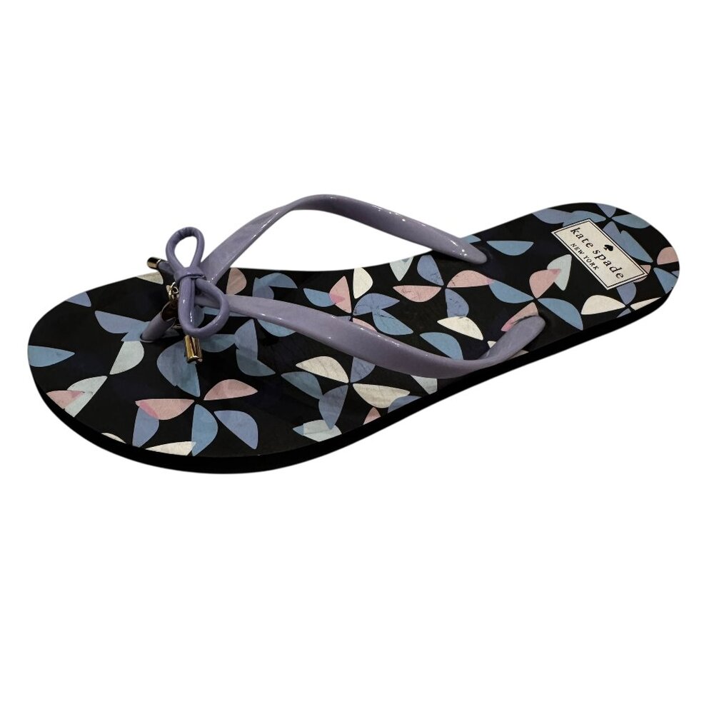 So cute! Kate Spade Lilac and Navy Blue Flip Flopes Sandals Size 11